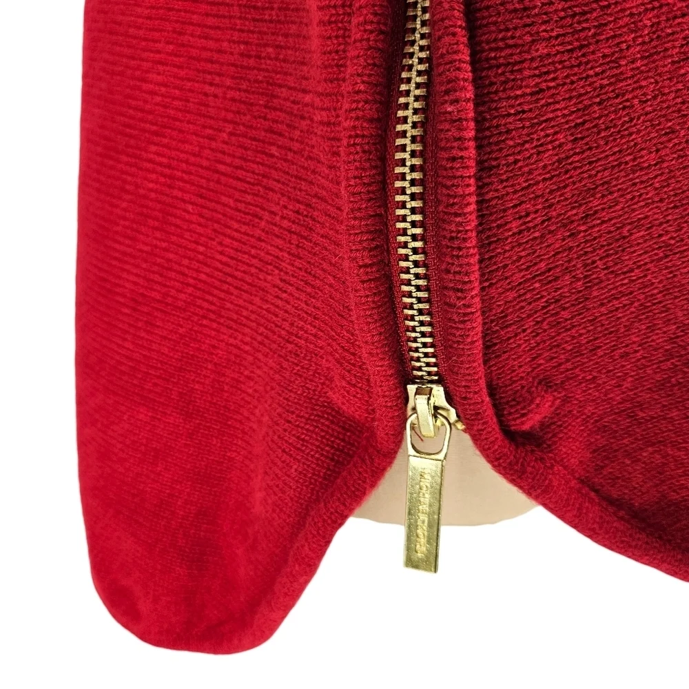 Michael Kors Sweater Holiday Red Long Sleeve Side Zip Pullover Knit XL